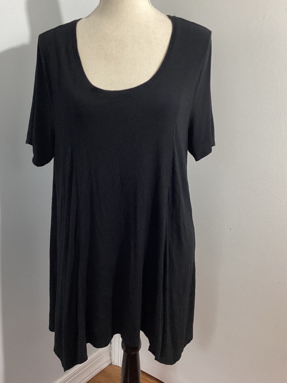 LOGO by LORI GOLDSTEIN LARGE BLACK SHORT SLEEVE T-SHIRT TUNIC A-LINE SWING